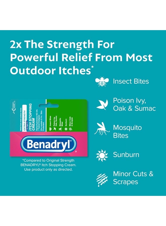 Benadryl Extra Strength Anti-Itch Topical Cream with 2% Diphenhydramine HCI for Itch Relief of Outdoor Itches Associated with Poison Ivy, Insect Bites & More, 1 fl oz - Image 3