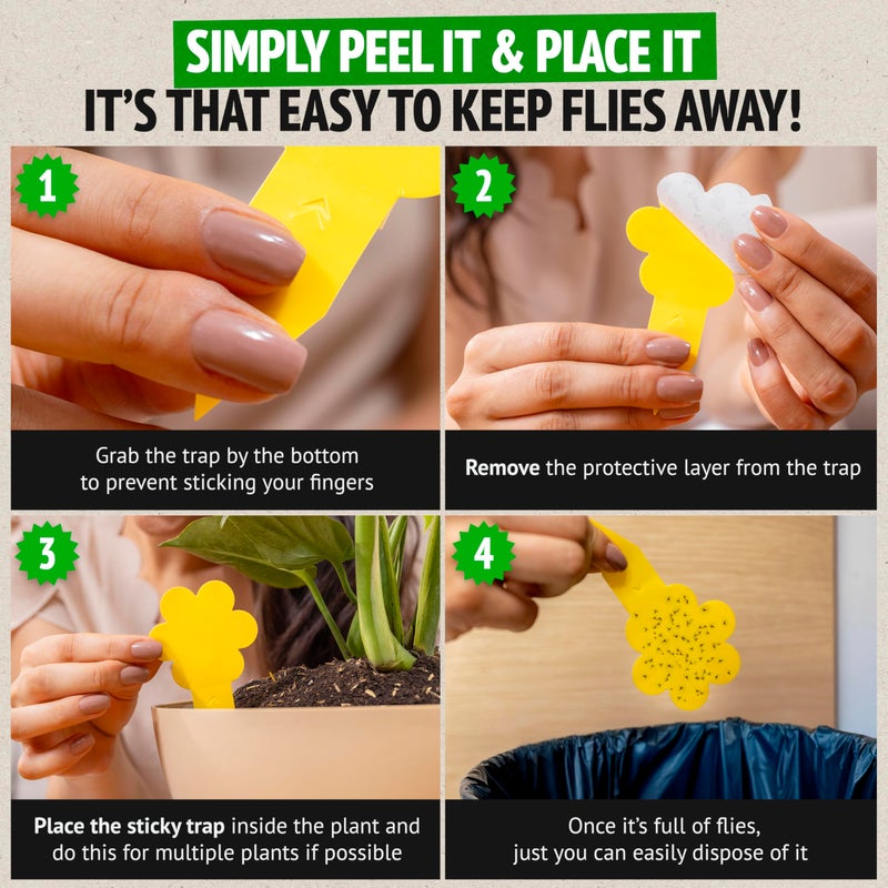 Super Ninja Fungus Gnat Traps - 30 Pack, Highly Effective Gnat Traps for House Indoor, Yellow Sticky Trap for Plants, Non-Toxic & Nature-Friendly, Up to 3 Months - Image 4