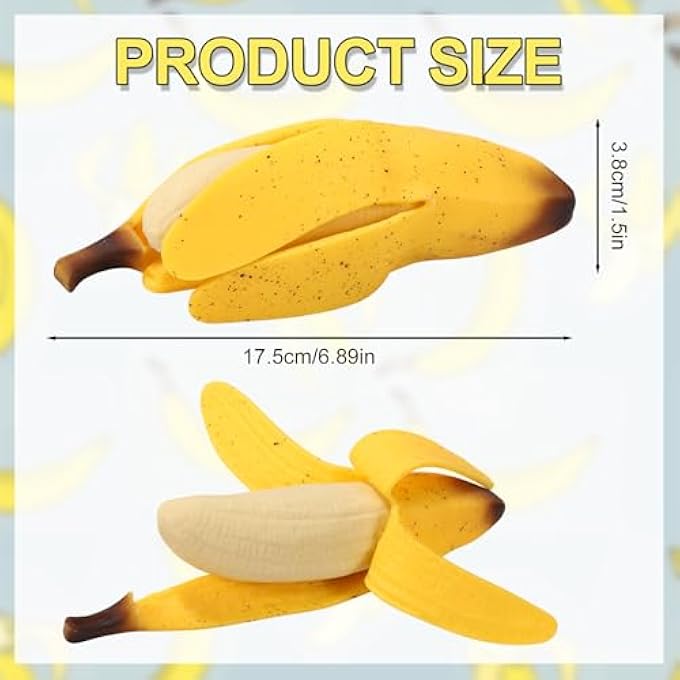 lasuroa Pack of 4 Anti-Stress Bananas, 17.5 x 3.8 x 3.5 cm, Stretchy Banana Toy, Children's Banana Fruit Squeeze Toy, Fidget Stress Toy, Novelty Gift for Children, Teenagers - Image 2