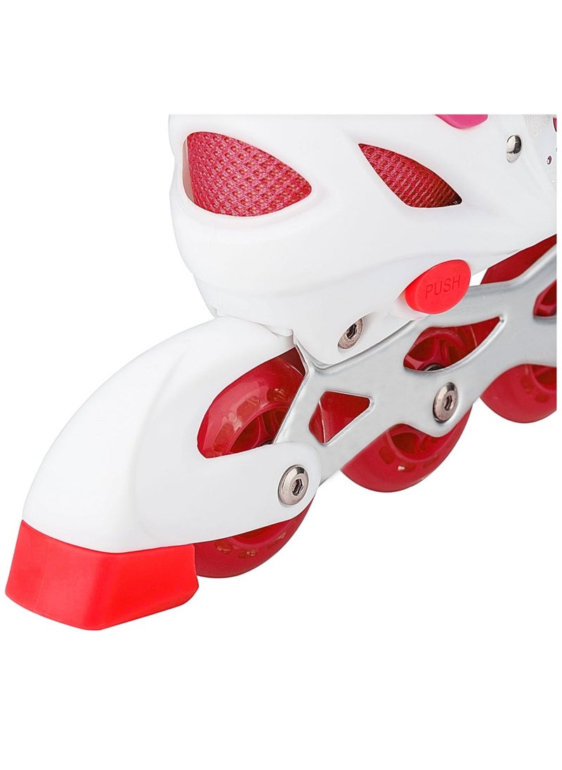 POWER - Adjustable Roller Skate Shoes LED Light Single Row Wheels, Red/White - Size Large 39-42 - Image 1