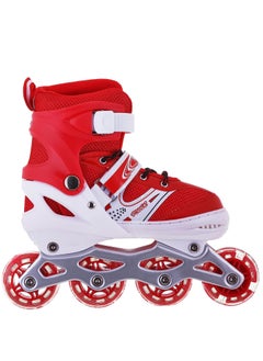 POWER Adjustable Roller Skate Shoes LED Light Single Row Wheels, Red/White - Size Large 39-42  - Image 4