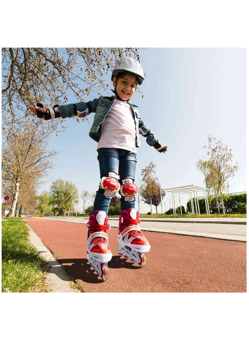 POWER - Adjustable Roller Skate Shoes LED Light Single Row Wheels, Red/White - Size Large 39-42 - Image 1