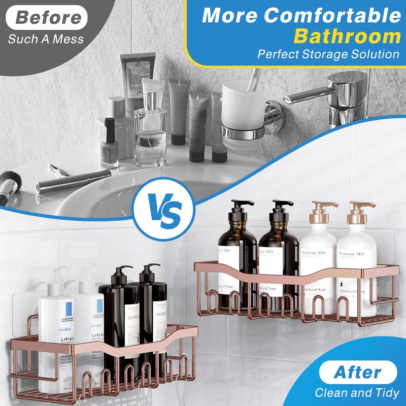 EUDELE Shower Caddy 2 Pack,Adhesive Shower Organizer for Home Decor&Kitchen Organizers,No Drilling,Rustproof Stainless Steel Bathroom Shelf Organizer - Image 2