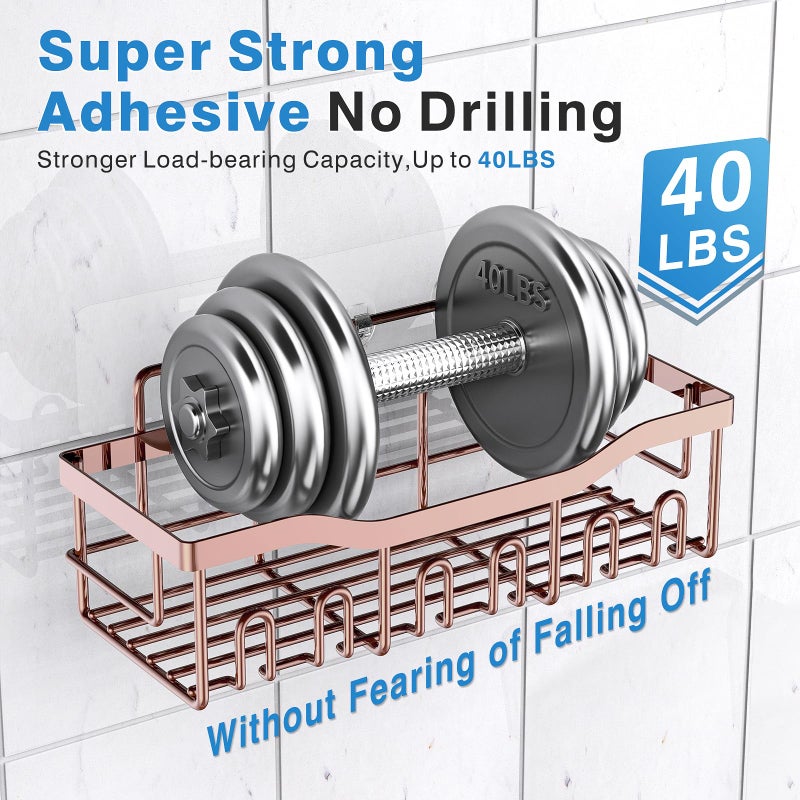 EUDELE Shower Caddy 2 Pack,Adhesive Shower Organizer for Home Decor&Kitchen Organizers,No Drilling,Rustproof Stainless Steel Bathroom Shelf Organizer - Image 3
