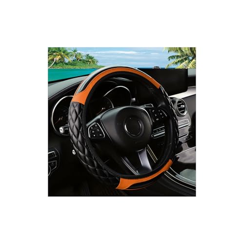 Couslcd Car Steering Wheel Cover, 14.5-15inch Leather Anti-Slip Car Wheel Cover Protector, Safety Comfortable Desgin, Universal Auto Steering Wheels Accessories for Cars Truck SUV (Orange) - Image 1