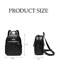 DUNISO Large Capacity Rivet Check Backpack Backpack For Women Pu Leather Lightweight School Double Shoulder Bag For Girls 22*13*34 cm  - Image 5