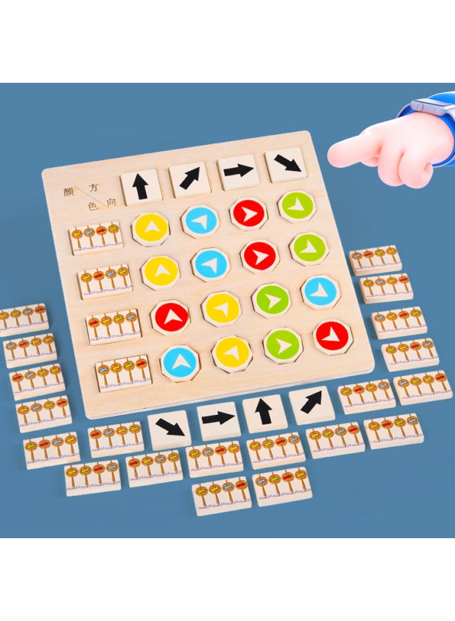 Early Childhood Education Enhance Cognition Color Direction Advanced Thinking Ability Matching Puzzle Parent-Child Wooden Toys-Color:Color Cognitive Direction - Image 1