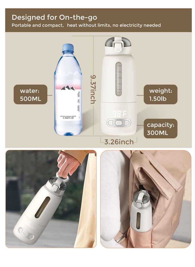 Excefore Portable Milk Warmer, Water Warmer for Baby Formula, Rechargeable Bottle Warmer, Smart Baby Flask with Precise Temp Control, Bottle Warmer for Car, Travel, Outdoor (300ml)  - Image 5