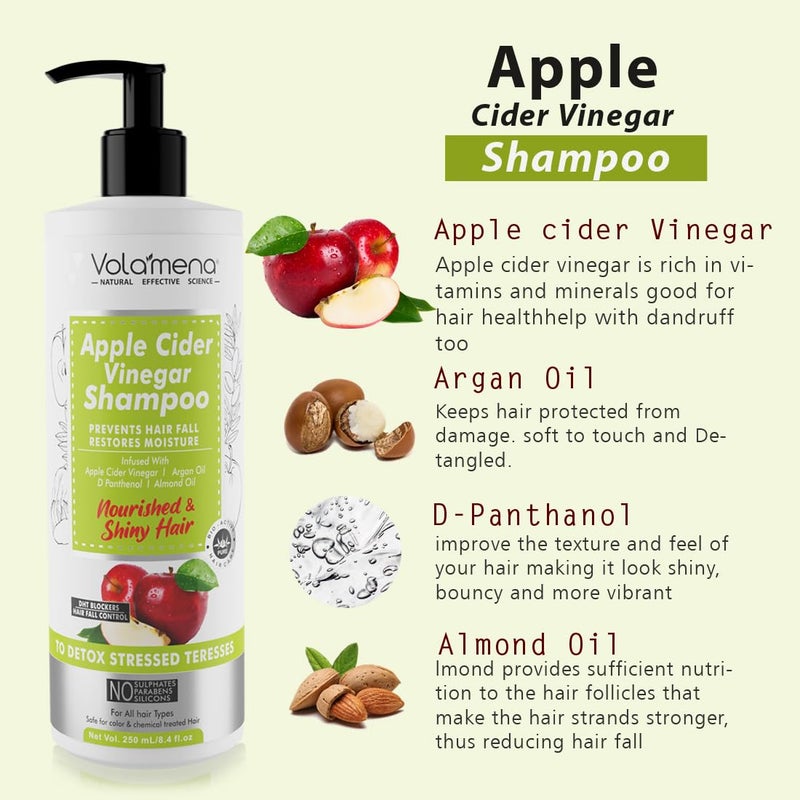 VOLAMENA WITH DEVICE Apple Cider Vinegar Hair Shampoo With Onion Anti Dandruff Hair Fall Control 200 ml - Image 4