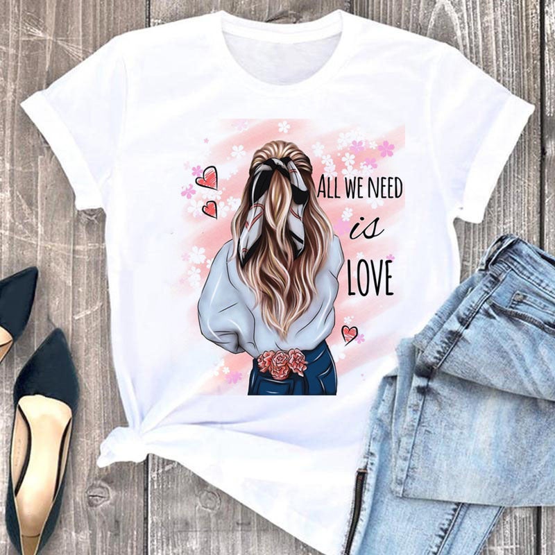 Cross-border European and American popular printed short-sleeved T-shirt for women - Image 2