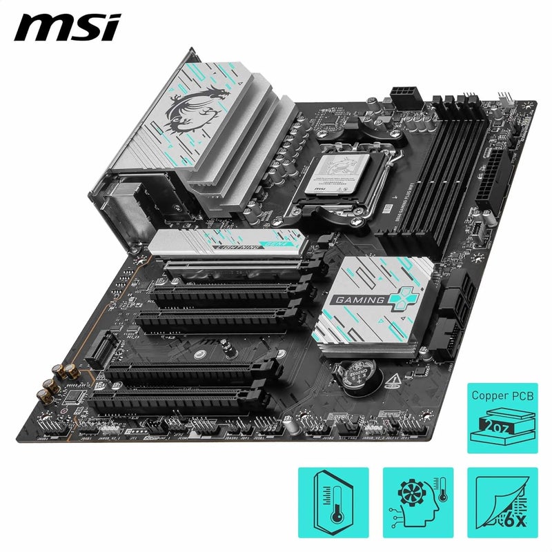 MSI B840 Gaming Plus WiFi Motherboard - ATX, Supports AMD Ryzen 9000/8000/7000 Processors, DDR5 Memory Boost 8000+ MT/s, PCIe 4.0, M.2 Gen4, Wi-Fi 7, 2.5G LAN - Image 4