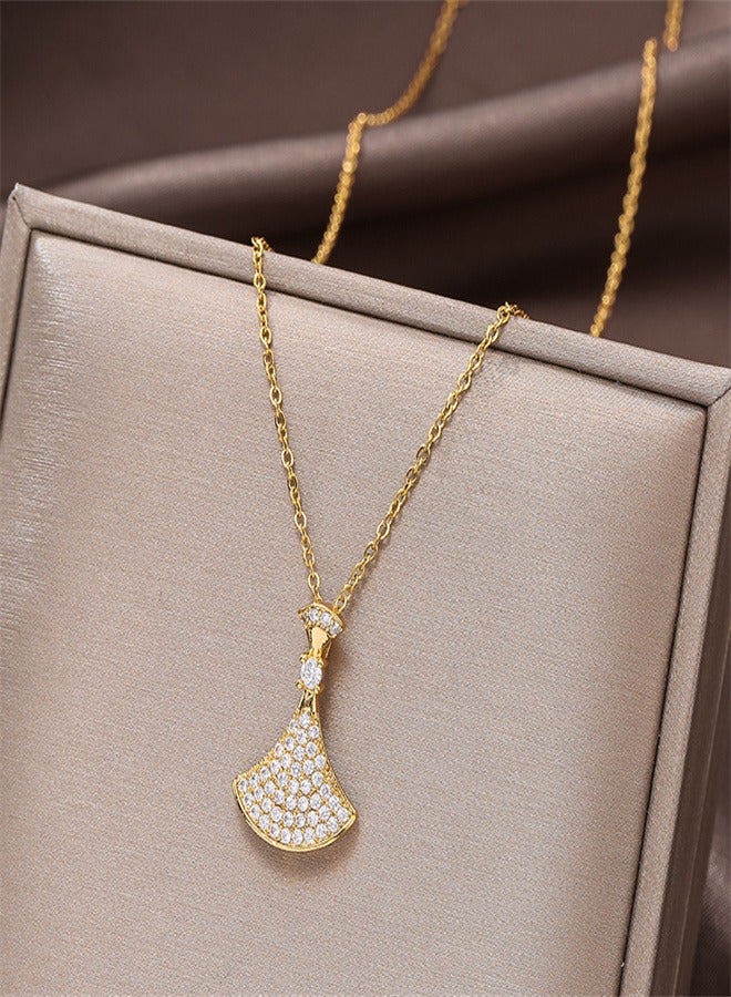 New Fan-shaped Necklace Women's Simple And Versatile Design Clavicle Chain Pendant Gift - Image 1