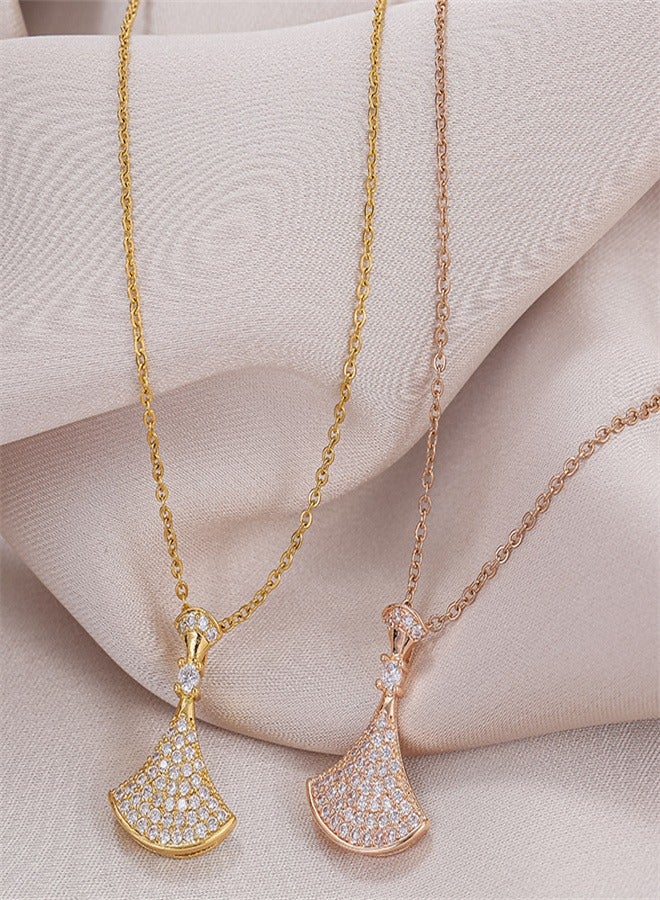 New Fan-shaped Necklace Women's Simple And Versatile Design Clavicle Chain Pendant Gift - Image 2