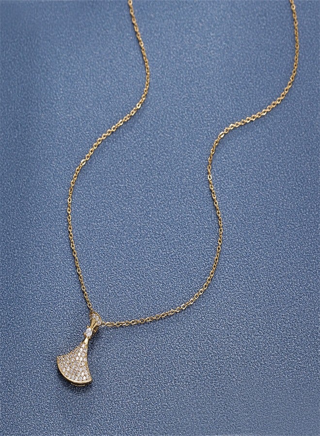 New Fan-shaped Necklace Women's Simple And Versatile Design Clavicle Chain Pendant Gift - Image 4