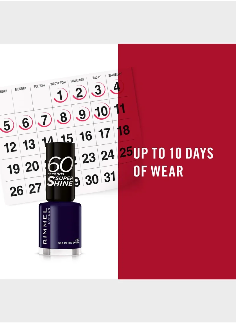 RIMMEL LONDON Rimmel 60 Seconds Super Shine Nail Polish – 720 – Sea In The Dark, 8ml