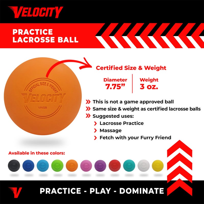 Velocity كرات لاكروس للتدريب من فيلوسيتي - عبوات 1، 2، 3، 6، 12، 18، 24، 36، 60 و120 - الحجم والوزن الرسمي - برتقالي - Image 3
