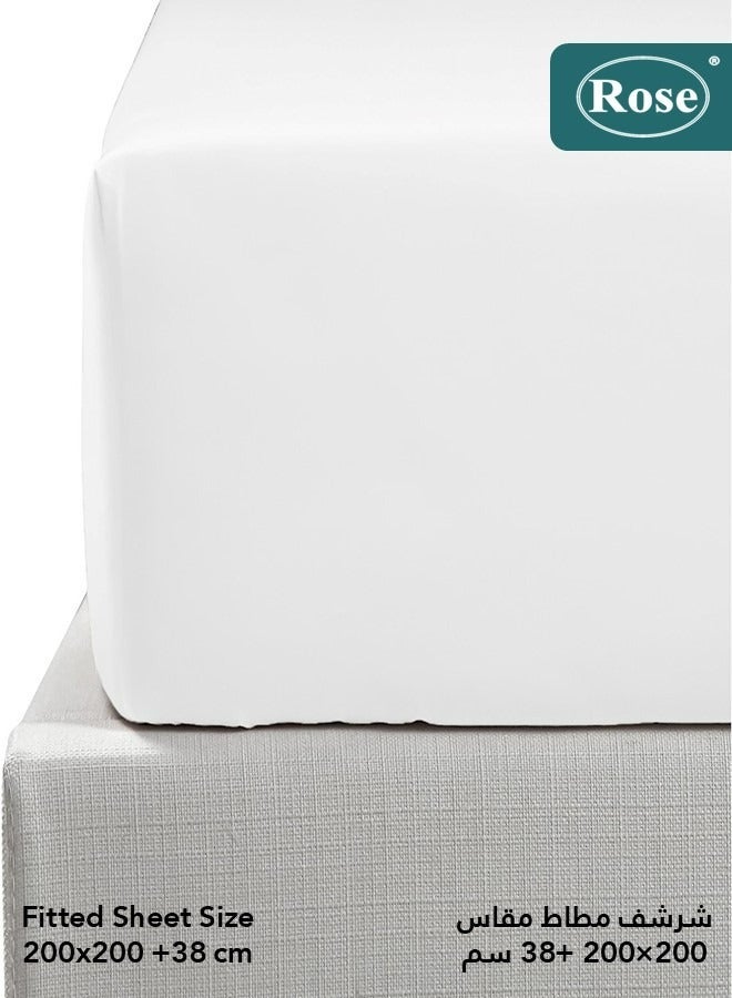 Rose Luxurious Plain Fitted Sheet with Deep Pockets and Pillow Cases, Bed Sheet 3-Pieces Set, Soft & Cozy Microfiber Breathable and Cooling, King Size 200x200+38 cm, Black - White - Image 3