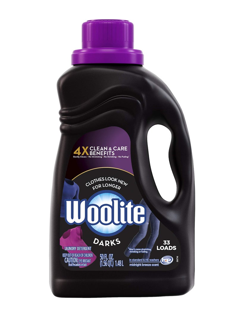 Woolite Dark Care Laundry Detergent Midnight Breeze Scent 50 oz 33 Loads Packaging May Vary Pack of 2