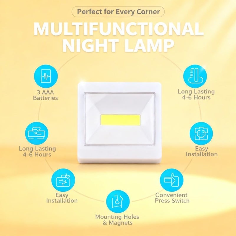 Multifunctional LED Night Lamp Mini Light for Bathroom Decor, Wall Stairway Cabinet, Battery Operated - Nightlight for Kids, Easy Installation, Durable ABS Material - Image 5