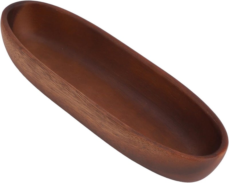 Multipurpose Wooden Salad Bowl Boat Shape Design, Delicate Texture Snack Dessert Tray, Nature Solid Wood (Medium: Approx. 17.6x16.2x10cm / 6.93x6.38x3.94in) - Image 2