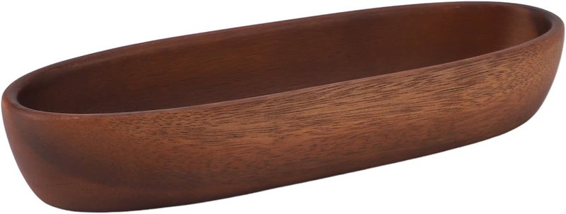 Multipurpose Wooden Salad Bowl Boat Shape Design, Delicate Texture Snack Dessert Tray, Nature Solid Wood (Medium: Approx. 17.6x16.2x10cm / 6.93x6.38x3.94in) - Image 5