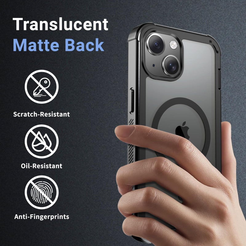 jaroco Magnetic for iPhone 15 Case, [Compatible with MagSafe][Military Grade Drop Protection][Heavy Duty Protection][Non-Slip][Shockproof] 2-Layer Durable Bumper Phone Case 6.1''-Black - Image 5