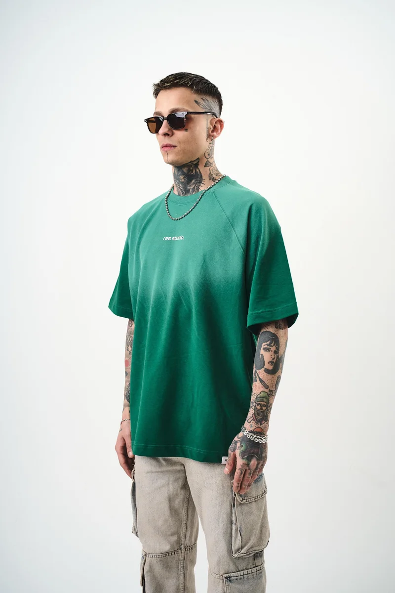 RESPIRE Men's Res Studio Text Oversize T-Shirt, Olive Green (Nefti)