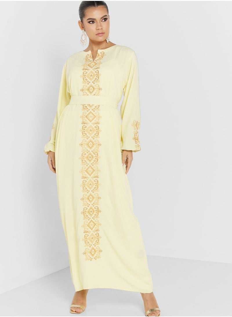 hayas closet - Embroidered Belted Jalabiya - Image 1