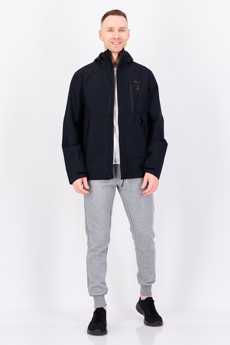 PUMA جاكيت رياضي للرجال بأكمام طويلة مناسب للجري، أسود - Image 3