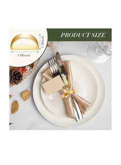 neotimely Rings, Stainless Steel Napkin Ring Holders, Metal Semicircle Napkin Buckles, Serviette Rings, Modern Ring Holder, Metallic Adornment for Wedding Dinner Parties Banquet Table Settings (12 Pcs)  - Image 2