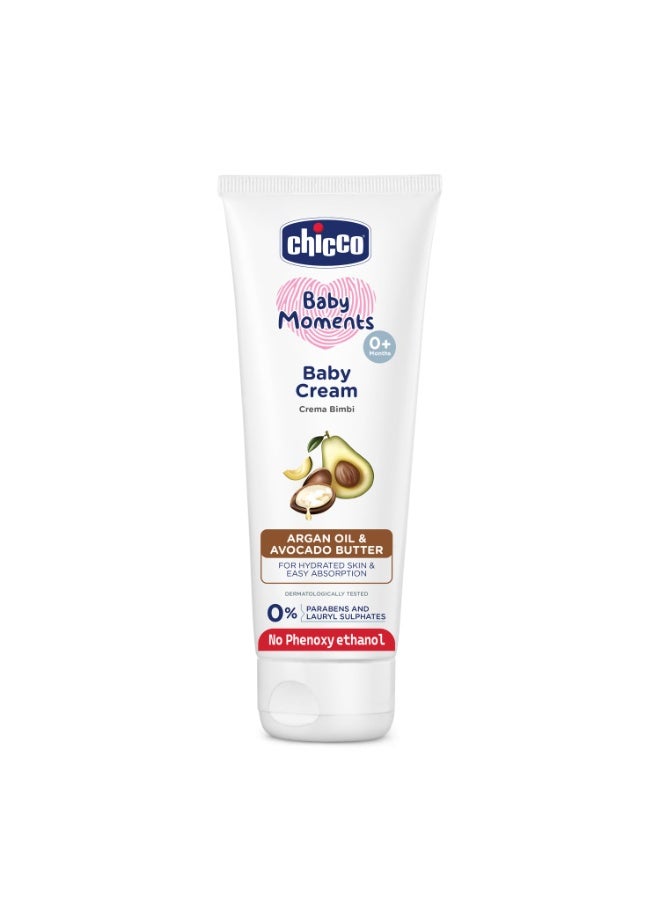 Chicco Baby Moments Baby Cream for Babies with Argan Oil & Avocado Butter, 200g| Natural Ingredients for Hydrated Skin | Dermatologically Tested | Phenoxyethanol, Parabens & Lauryl sulphates free - Image 1