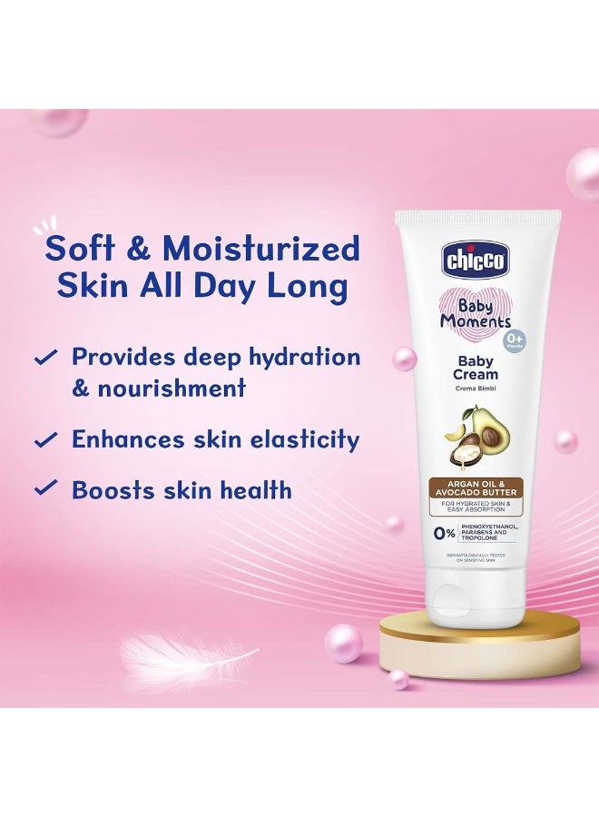 Chicco Baby Moments Baby Cream for Babies with Argan Oil & Avocado Butter, 200g| Natural Ingredients for Hydrated Skin | Dermatologically Tested | Phenoxyethanol, Parabens & Lauryl sulphates free - Image 2