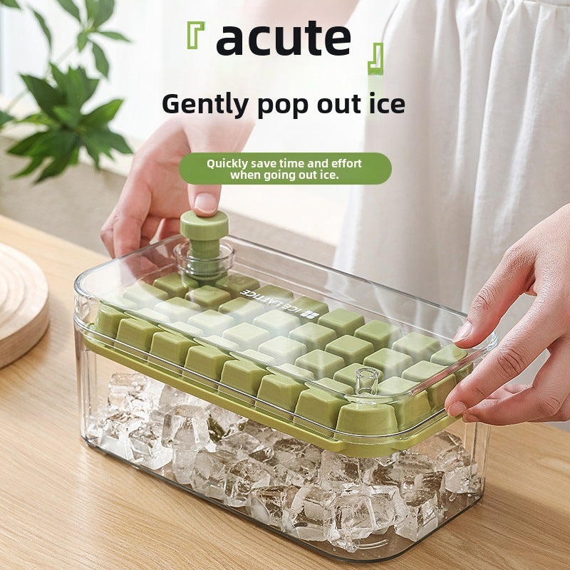 Ice Lattice Mould Internet Celebrity Artifact Household Creative Self-made Large Capacity Ice Lattice Mould with Cover Commercial Quick-frozen Press Type(Green single-layer box) - Image 4