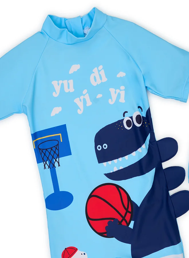 بيبي كلو Basketball Dino Swimwear Set with Cap for Boys