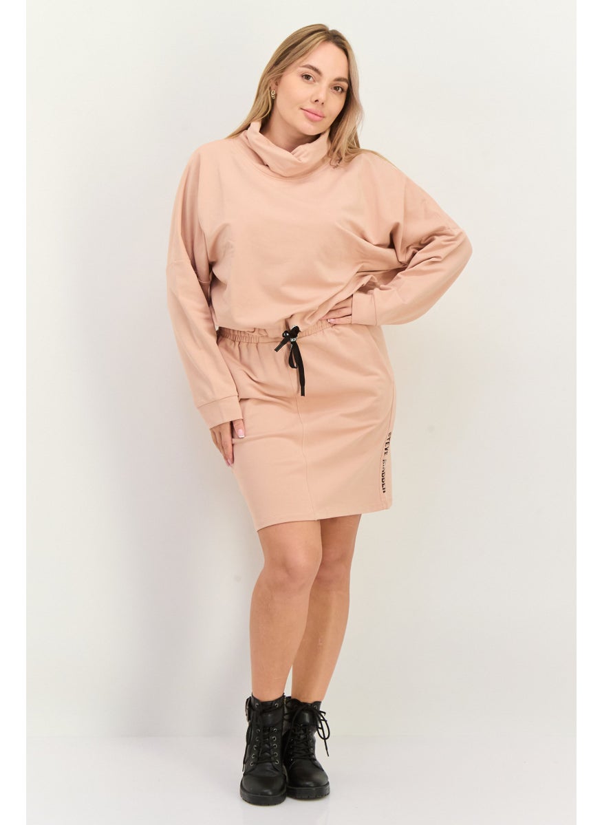 STEVE MADDEN - Women 2 Piece Brand Logo Sweatshirt And Mini Skirt Set, Pink/Black - Image 1