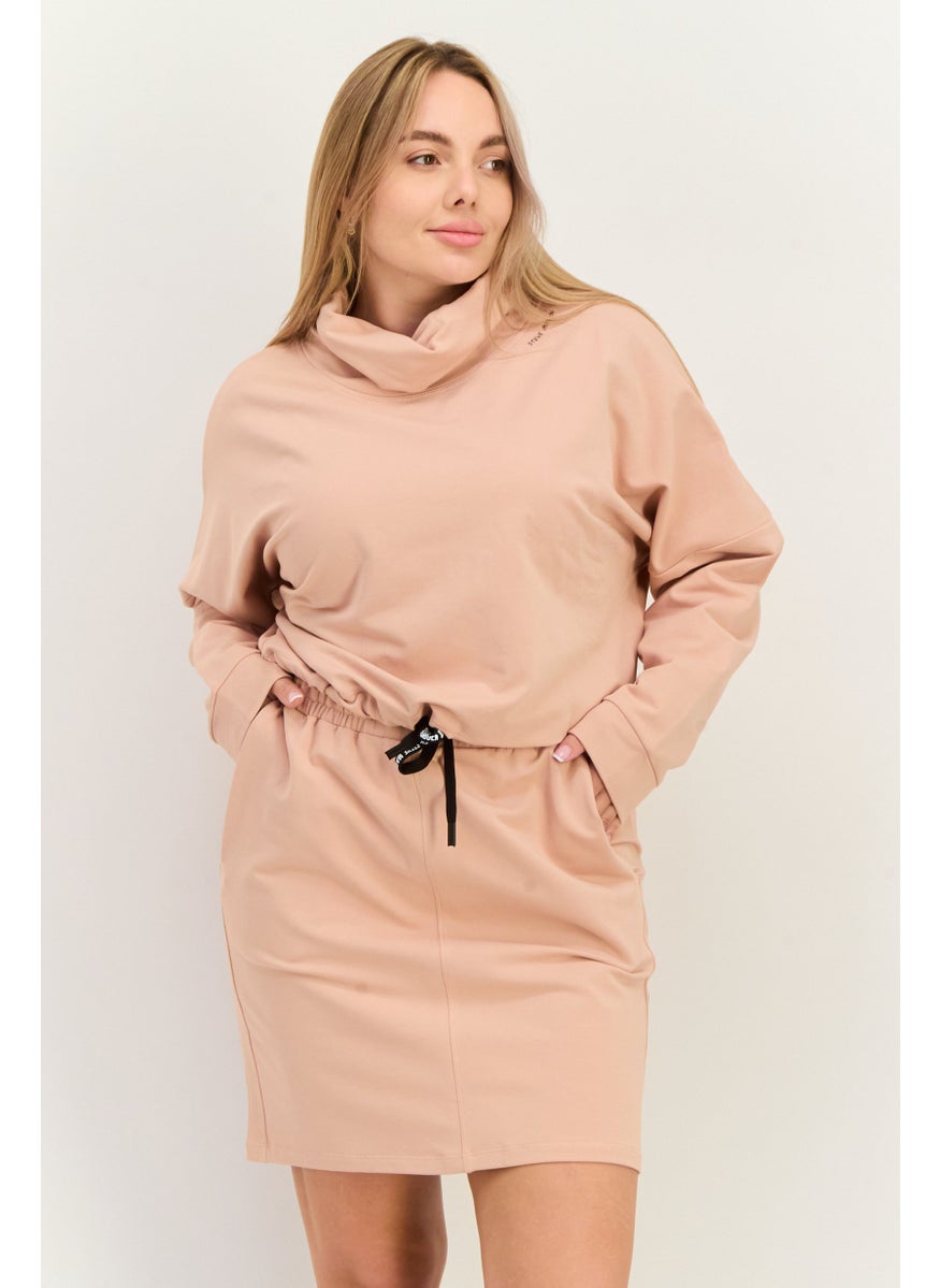 STEVE MADDEN - Women 2 Piece Brand Logo Sweatshirt And Mini Skirt Set, Pink/Black - Image 1