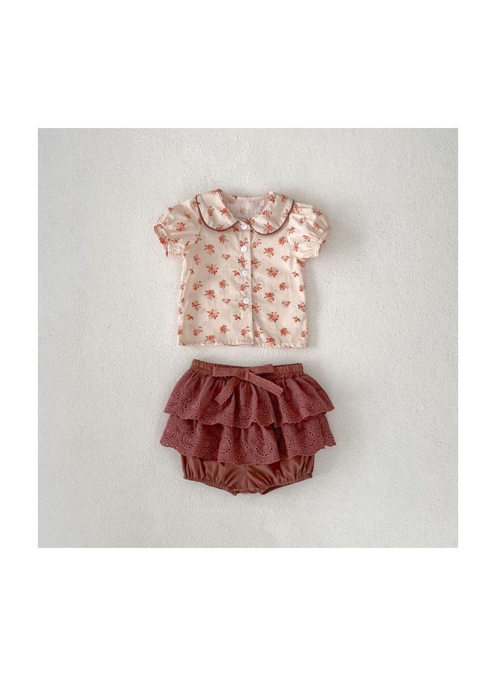 Joy For Kids Floral Baby Girl 2-Piece Summer Set – Short Sleeve Top + Ruffled Skirt | Cotton | 7–18 Months - Image 2