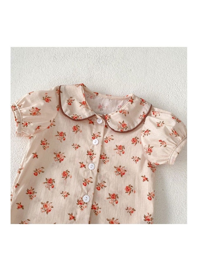 Joy For Kids Floral Baby Girl 2-Piece Summer Set – Short Sleeve Top + Ruffled Skirt | Cotton | 7–18 Months - Image 3