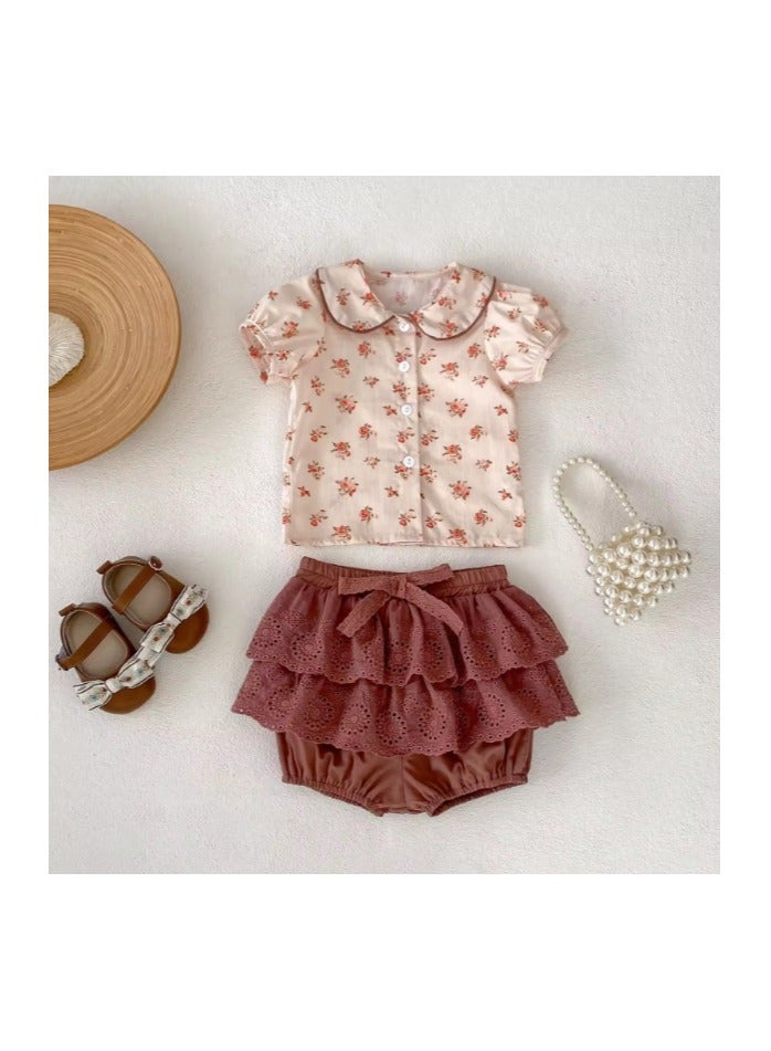 Joy For Kids Floral Baby Girl 2-Piece Summer Set – Short Sleeve Top + Ruffled Skirt | Cotton | 7–18 Months - Image 5