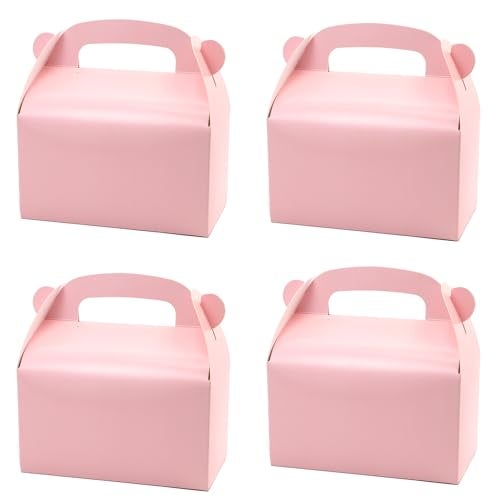 Oletx 30-Pack Pink Party Favor Treat Boxes, Goodie Boxes, Gable Paper Gift Boxes with Handles. Perfect for Princess Pink Party and Baby Girl Shower Decoration Supplies. - Image 1