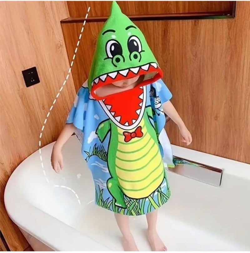 Butterthief Poncho Towel for Kids Hooded Bath Towels 60 x 120 cm Toddler Pool Towel for Boys Girls 17 Years Blue Green - Image 2