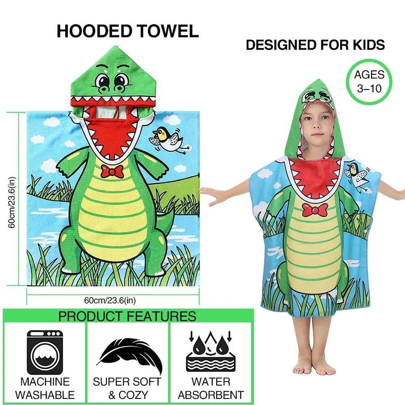 Butterthief Poncho Towel for Kids Hooded Bath Towels 60 x 120 cm Toddler Pool Towel for Boys Girls 17 Years Blue Green - Image 3