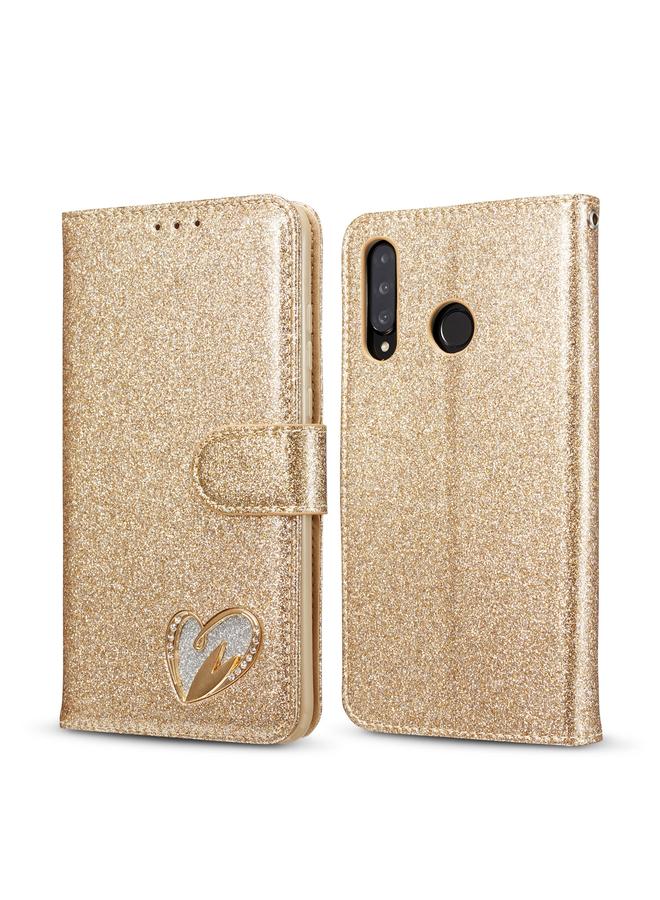 زبون جراب هاتف Huawei P30 Lite من الجلد اللامع باللون البودرة - Image 1