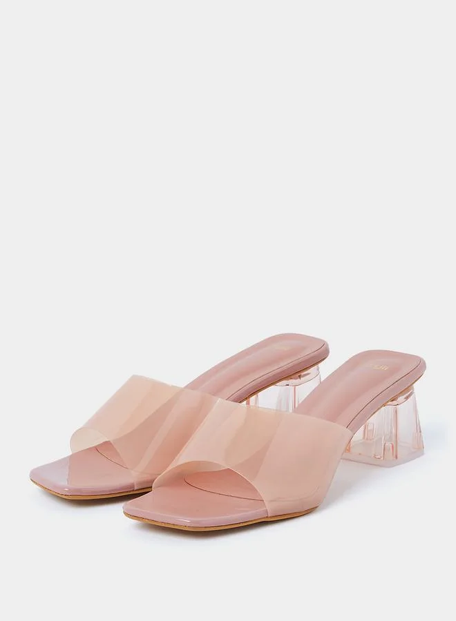ستايلي Transparent Strap Acrylic Heel Sandals