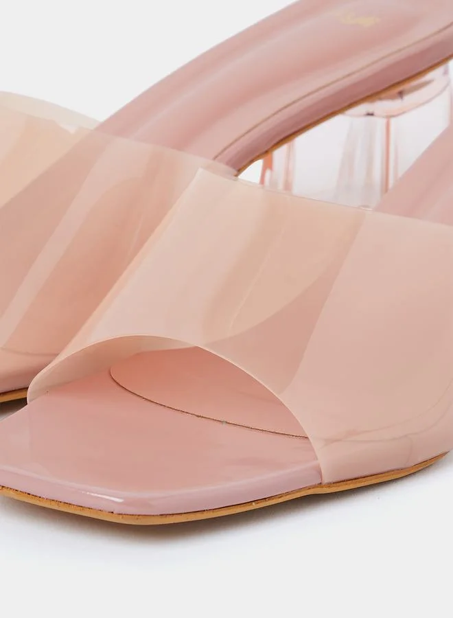 ستايلي Transparent Strap Acrylic Heel Sandals