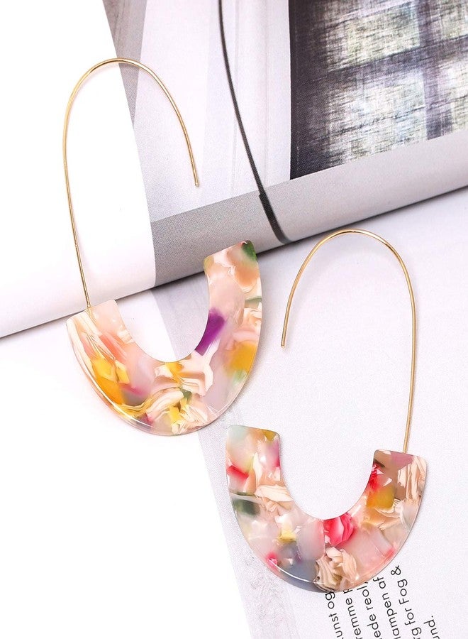 MOLOCH Acrylic Earrings Statement Tortoise Hoop Earrings Resin Wire Drop Dangle Earrings Fashion Jewelry For Women (Floral) - Image 4
