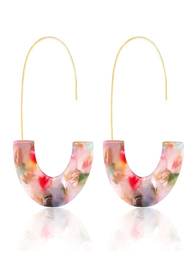 MOLOCH Acrylic Earrings Statement Tortoise Hoop Earrings Resin Wire Drop Dangle Earrings Fashion Jewelry For Women (Floral) - Image 1