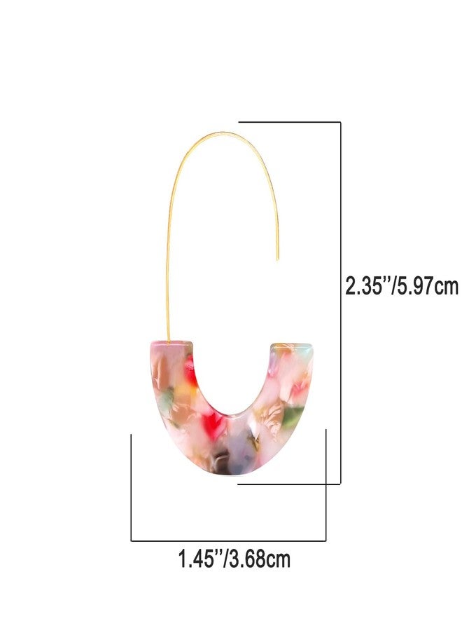 MOLOCH Acrylic Earrings Statement Tortoise Hoop Earrings Resin Wire Drop Dangle Earrings Fashion Jewelry For Women (Floral) - Image 2