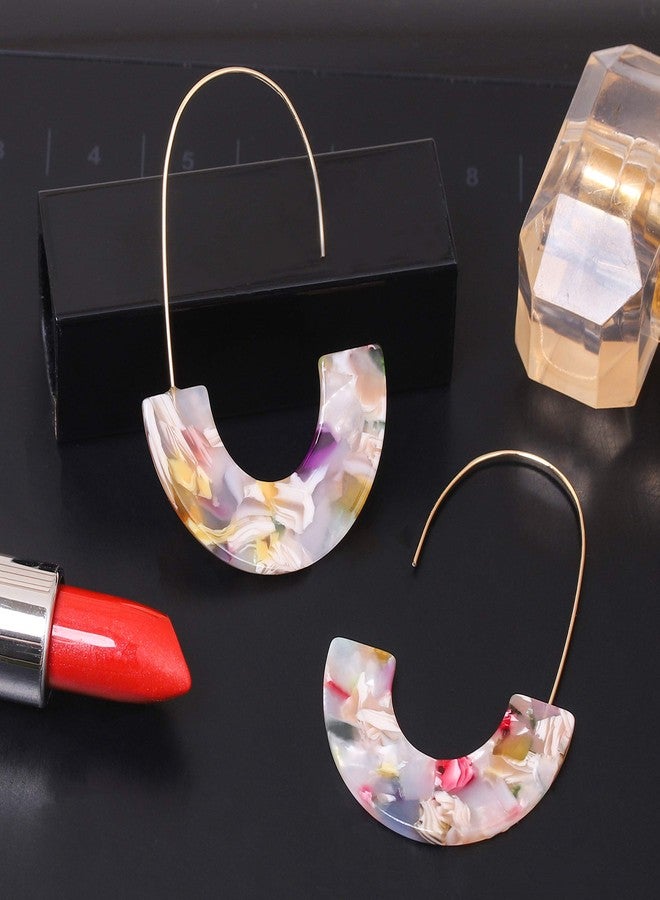 MOLOCH Acrylic Earrings Statement Tortoise Hoop Earrings Resin Wire Drop Dangle Earrings Fashion Jewelry For Women (Floral) - Image 5