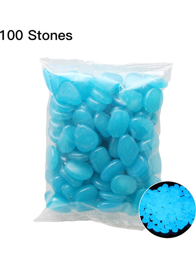 NIBEMINENT 100-Piece Glow In Dark Luminous Pebble Stones Blue